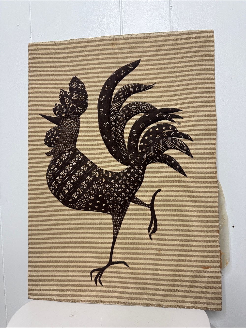 Vintage Stuffed rooster wall art decor fabric